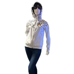 Nike "Just Do It" Black& White Windbreaker Zip Jacket, Youth XL / Women's Small